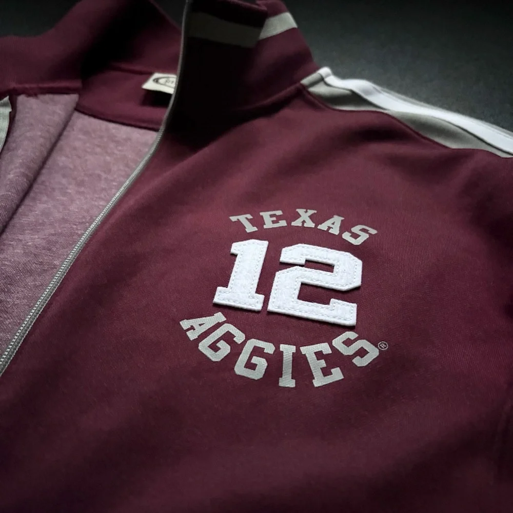 Vintage‎  Texas A&M Aggies adult small Full Zip Maroon track Jacket #12 varsity